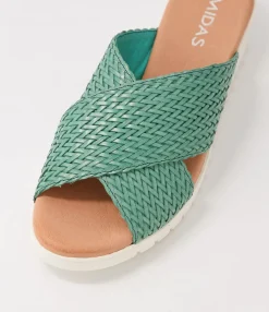 Best Midas Shoes Manilla Emerald Weave Sandals