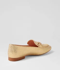 Cheap Midas Shoes Masun Gold Synthetic Raffia Leather Loafers