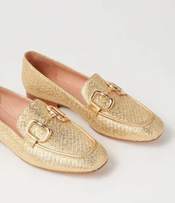 Cheap Midas Shoes Masun Gold Synthetic Raffia Leather Loafers