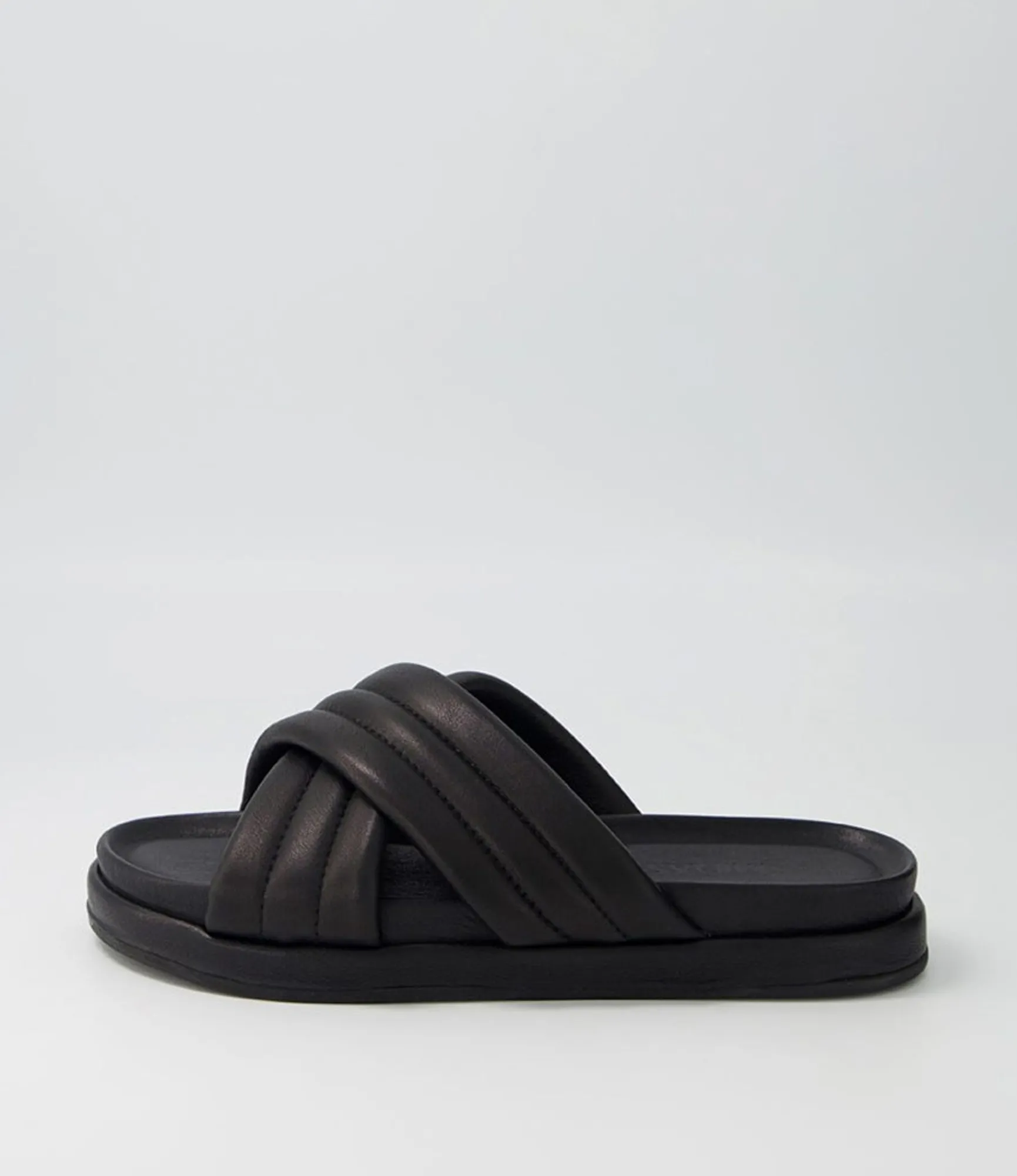 Fashion Midas Shoes Melany Black Leather Slides