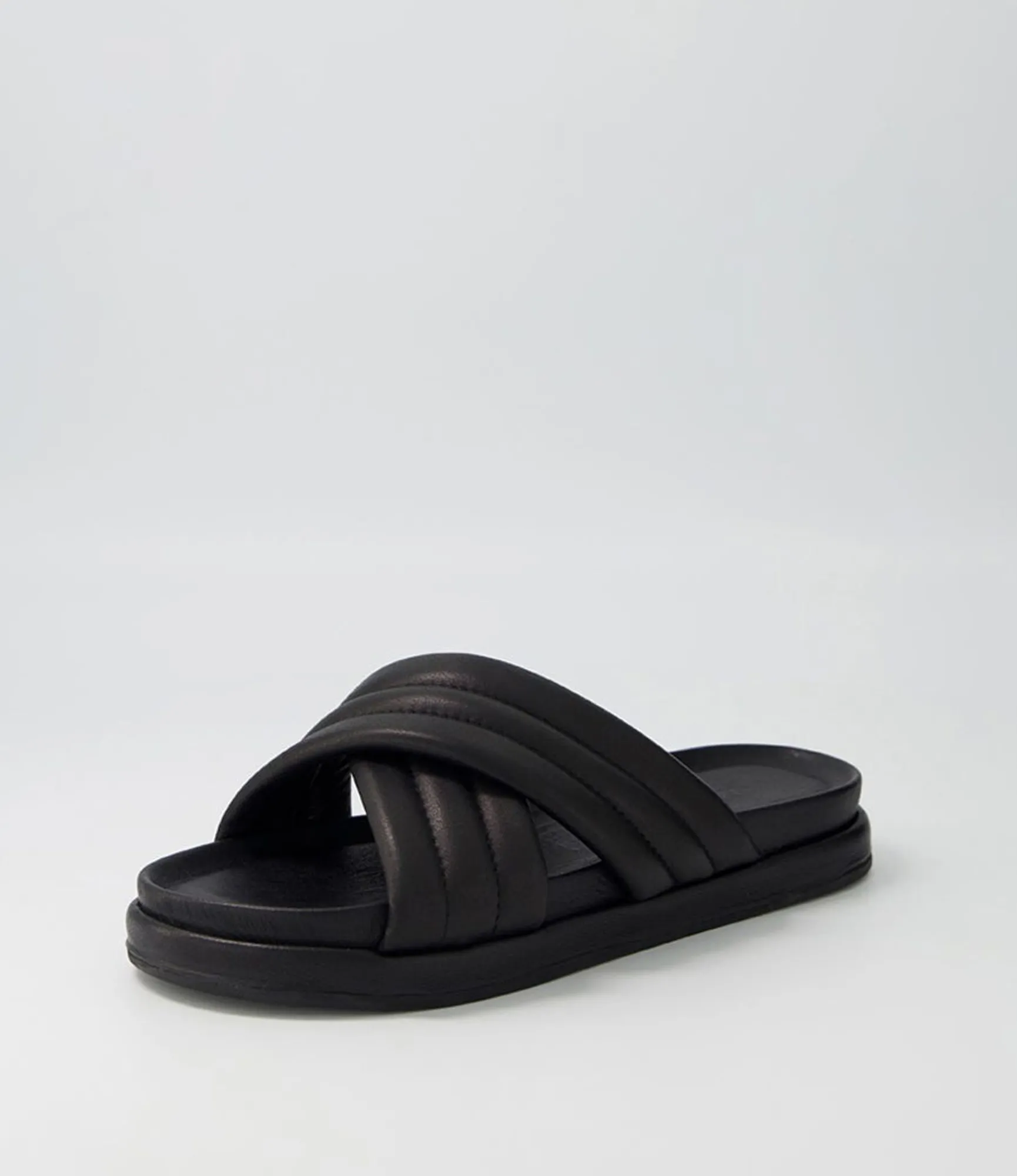 Fashion Midas Shoes Melany Black Leather Slides