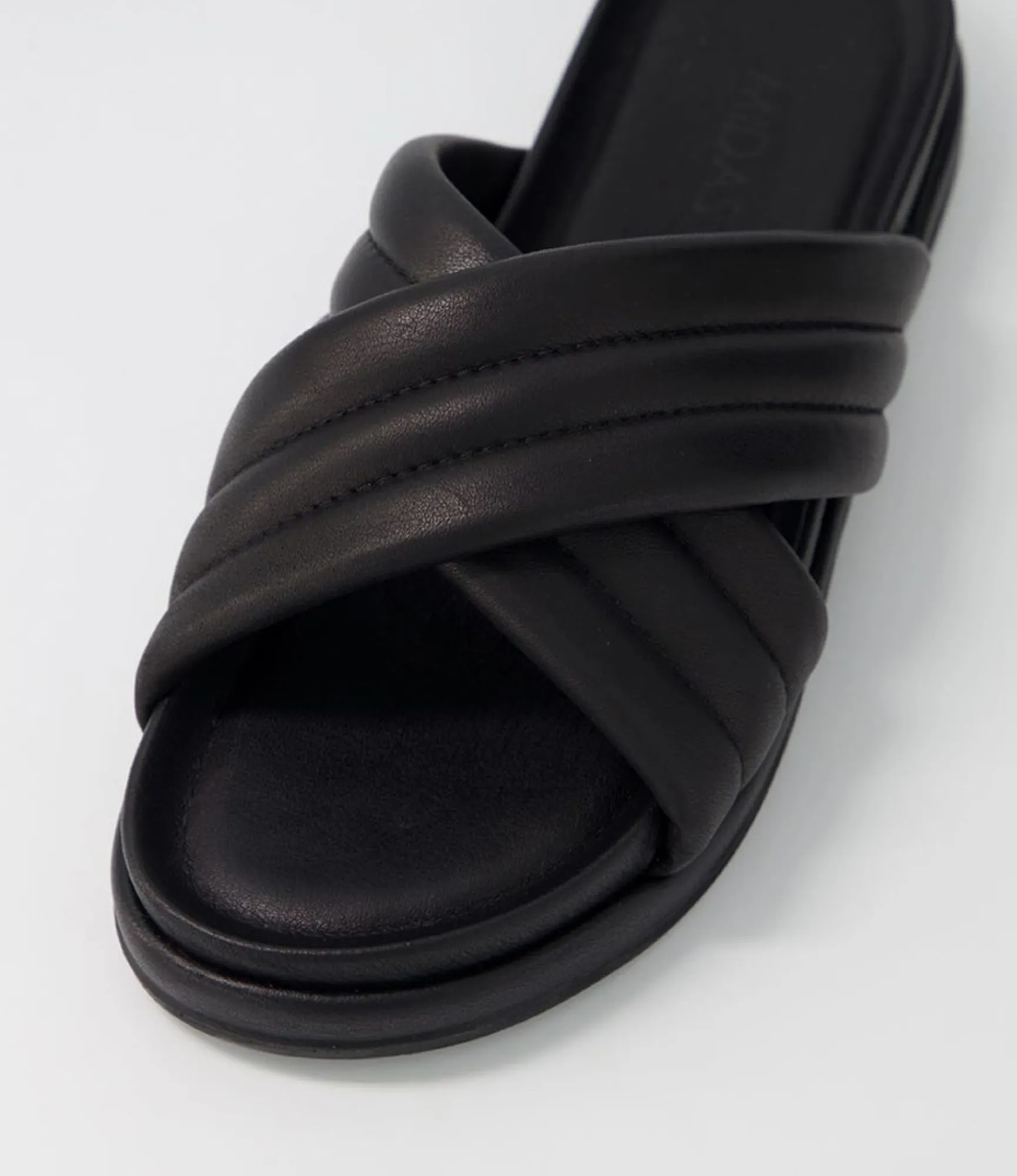 Fashion Midas Shoes Melany Black Leather Slides