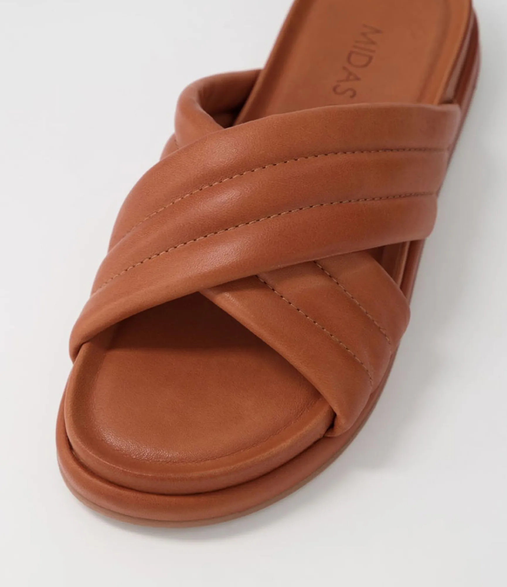 Best Midas Shoes Melany Tan Leather Slides
