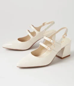 Clearance Midas Shoes Merina Ivory Patent Leather Mary Jane Heels