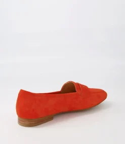 Outlet Midas Shoes Merlino Bright Orange Suede Loafers