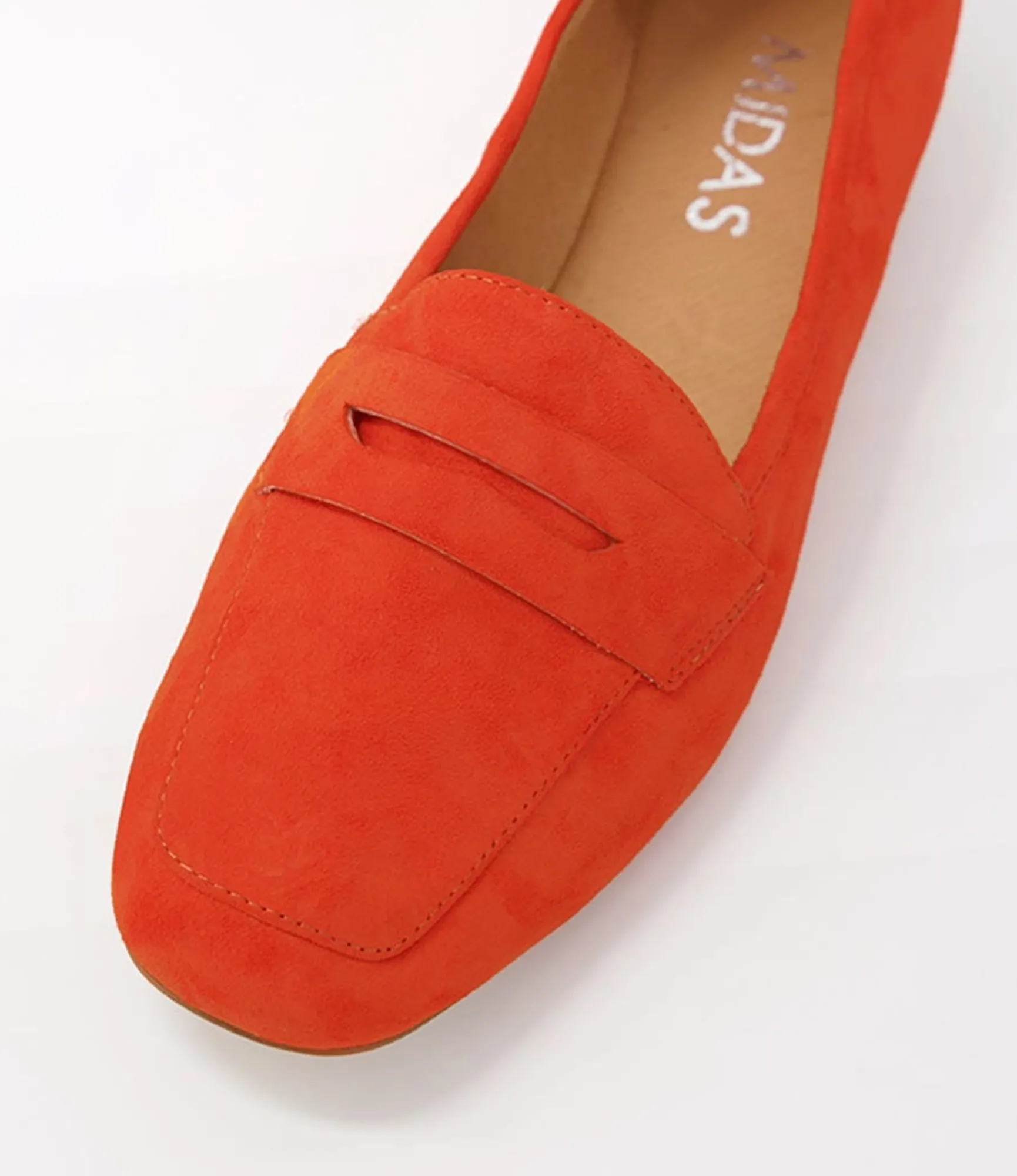 Outlet Midas Shoes Merlino Bright Orange Suede Loafers