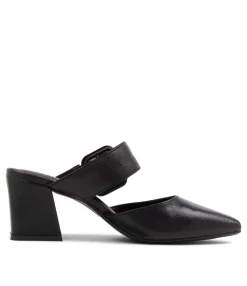 Cheap Midas Shoes Mery Black Leather Pump Heels