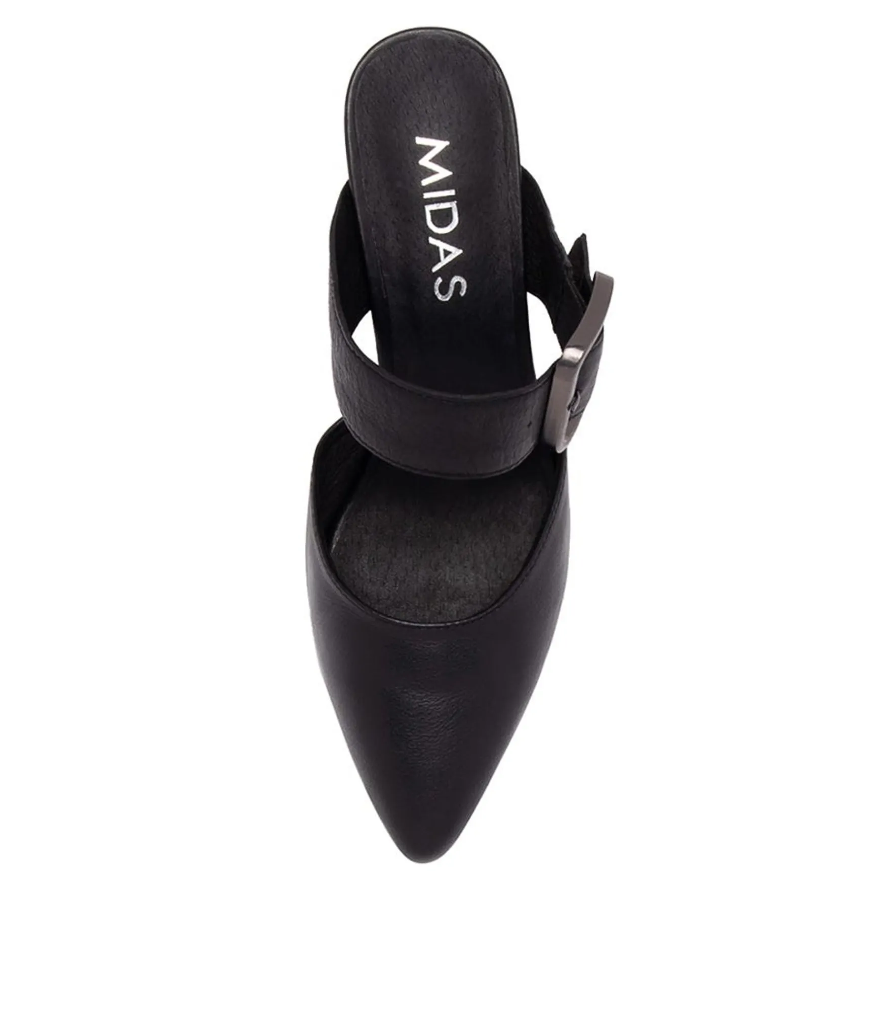 Cheap Midas Shoes Mery Black Leather Pump Heels
