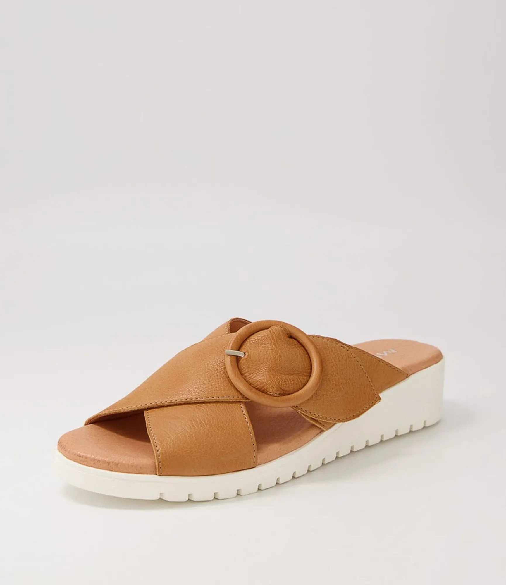 Clearance Midas Shoes Milli Dark Tan Leather Slides Ws