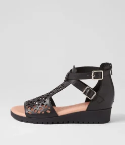 Discount Midas Shoes Milos Black Leather Sandals