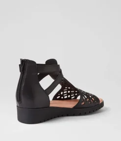 Discount Midas Shoes Milos Black Leather Sandals