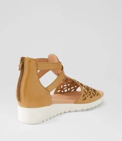 Hot Midas Shoes Milos Dark Tan White Leather Sandals