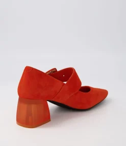 Cheap Midas Shoes Milsen Orange Suede Heels