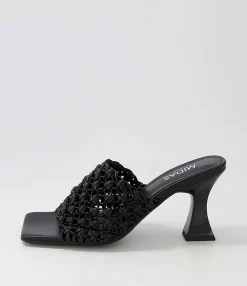 New Midas Shoes Mimmi Black Weave Sandals