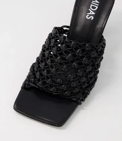 New Midas Shoes Mimmi Black Weave Sandals