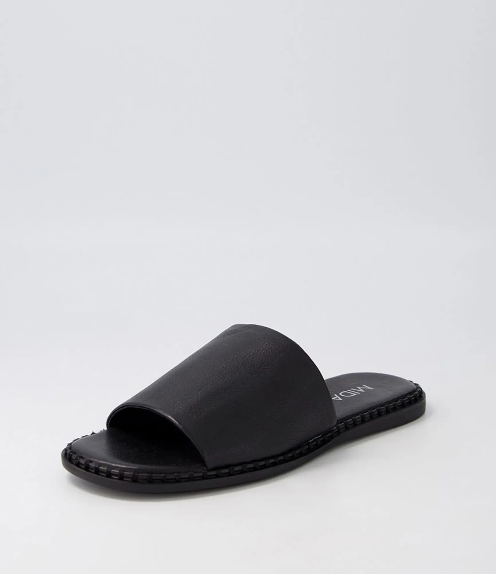 New Midas Shoes Minime Black Leather Slides