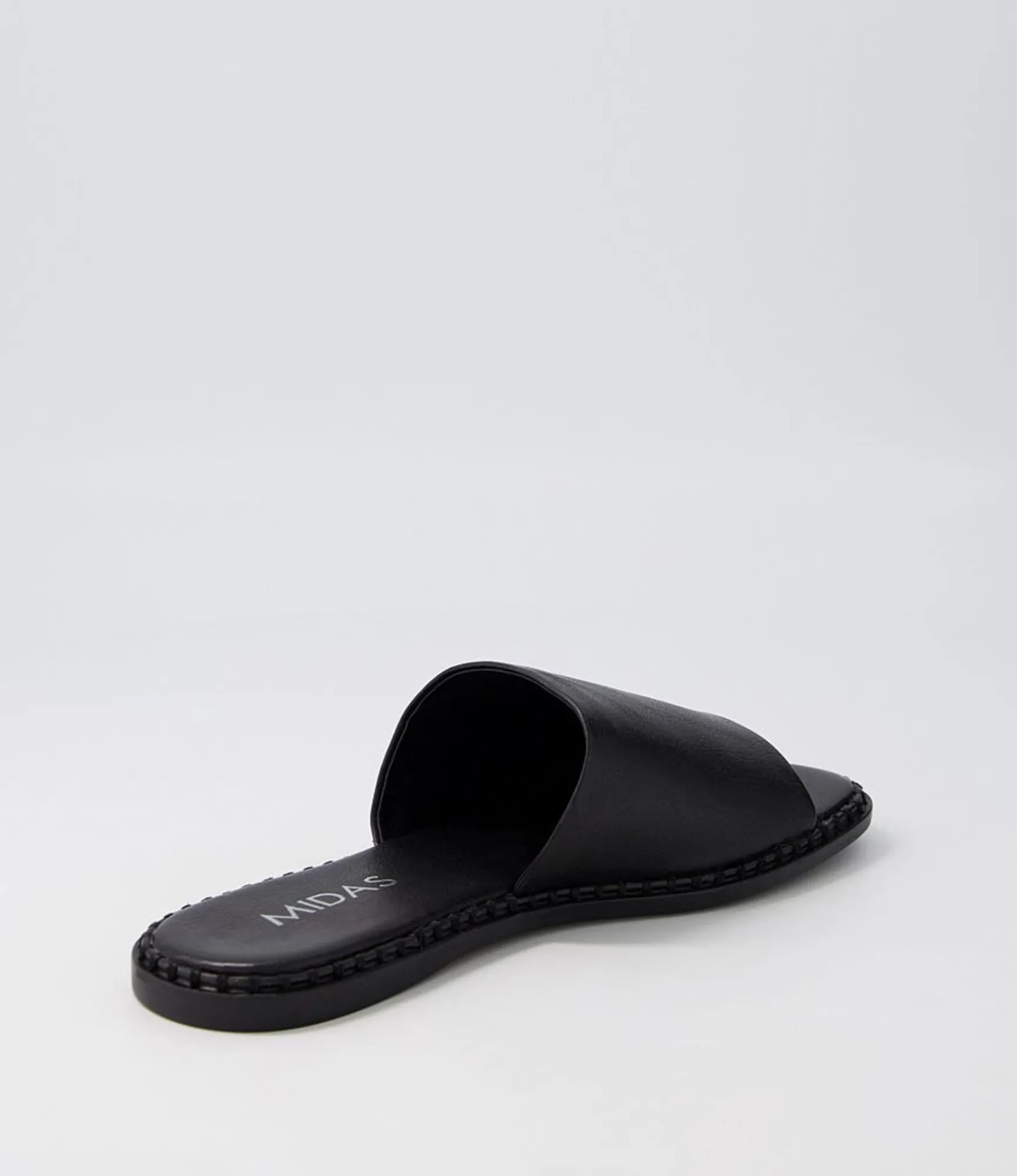 New Midas Shoes Minime Black Leather Slides