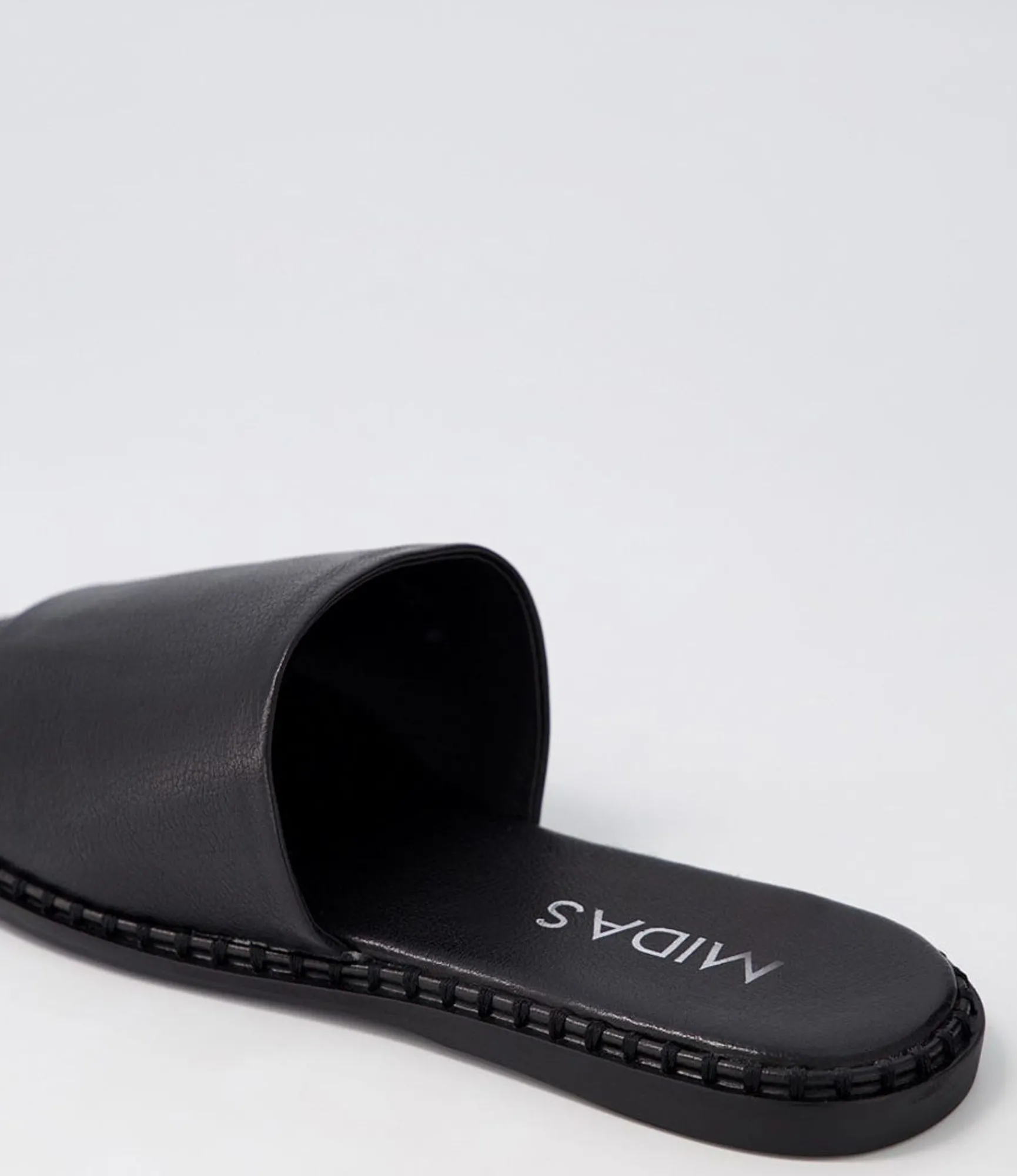 New Midas Shoes Minime Black Leather Slides