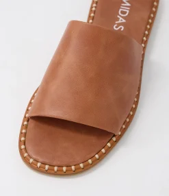 Clearance Midas Shoes Minime Chestnut Leather Slides