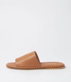 Cheap Midas Shoes Minime Dark Tan Leather Slides