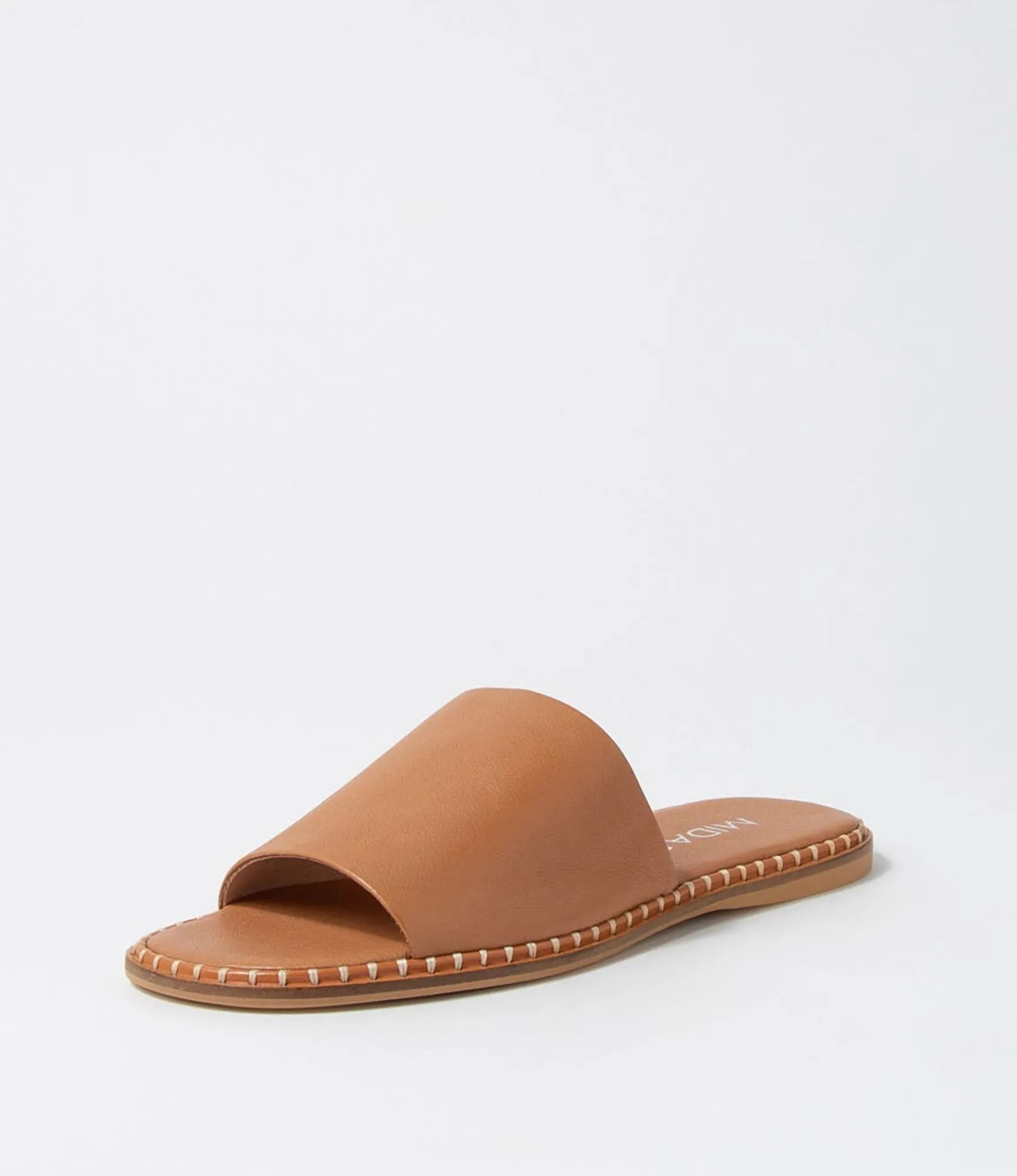 Cheap Midas Shoes Minime Dark Tan Leather Slides
