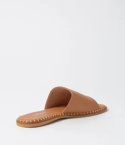 Cheap Midas Shoes Minime Dark Tan Leather Slides