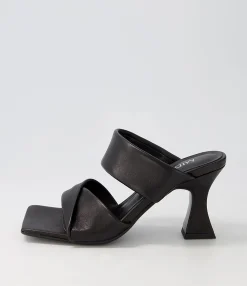Hot Midas Shoes Missies Black Leather Sandals