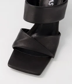 Hot Midas Shoes Missies Black Leather Sandals