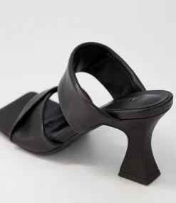 Hot Midas Shoes Missies Black Leather Sandals