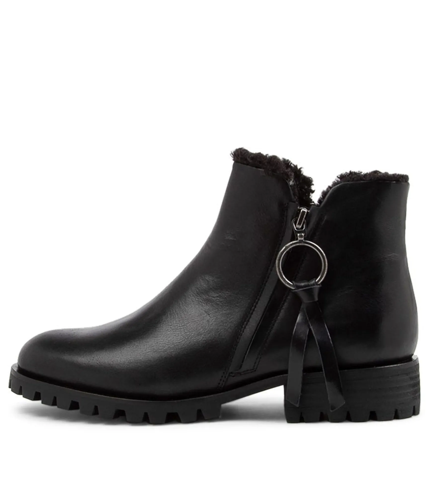 Outlet Midas Shoes Modest Black Leather Fur Ankle Boots