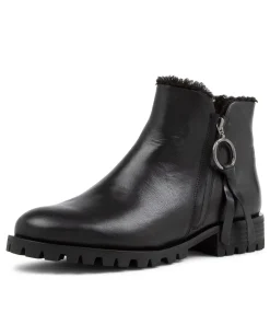Outlet Midas Shoes Modest Black Leather Fur Ankle Boots