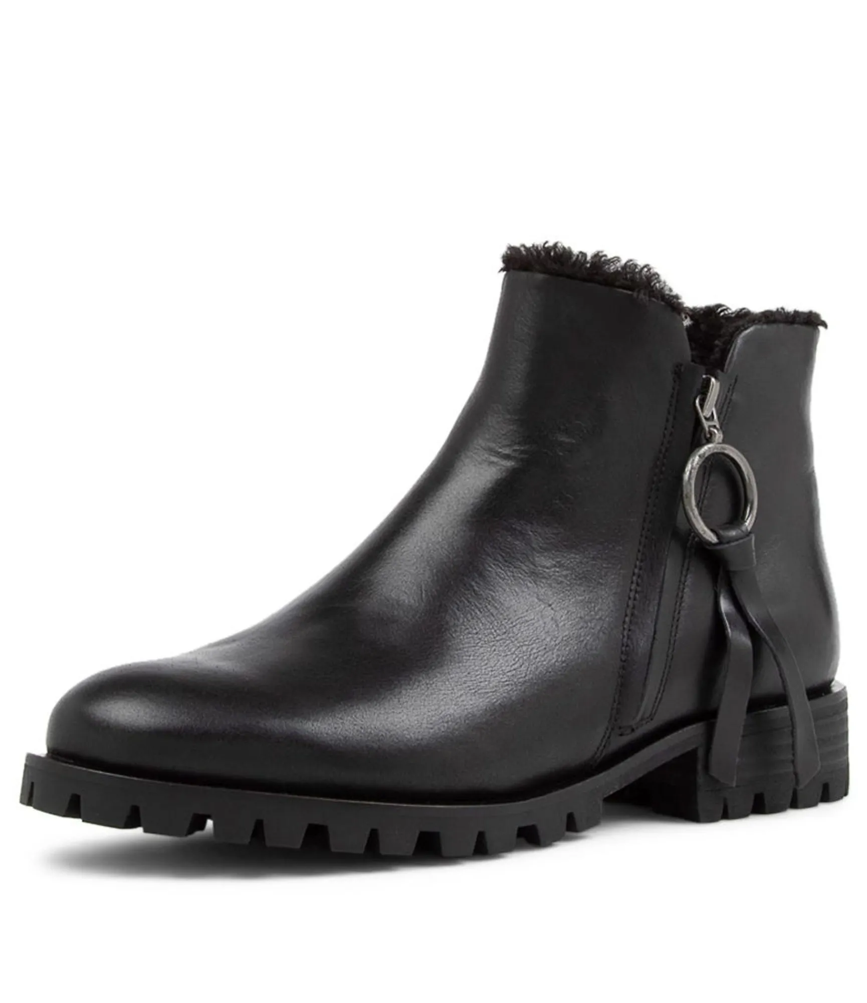Outlet Midas Shoes Modest Black Leather Fur Ankle Boots