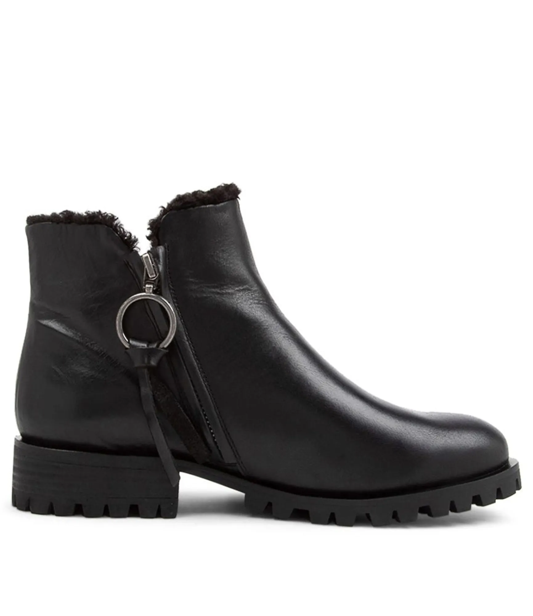 Outlet Midas Shoes Modest Black Leather Fur Ankle Boots