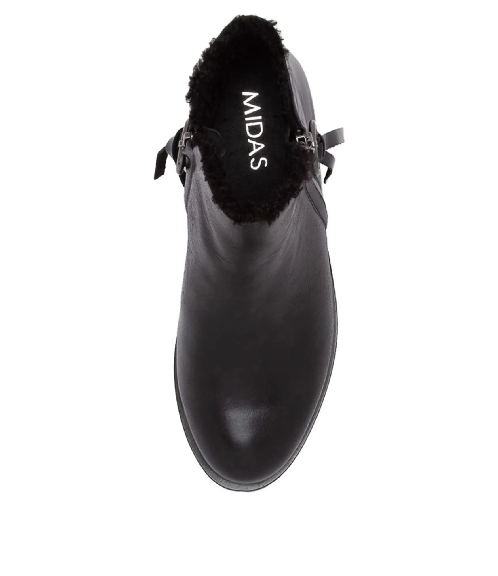 Outlet Midas Shoes Modest Black Leather Fur Ankle Boots