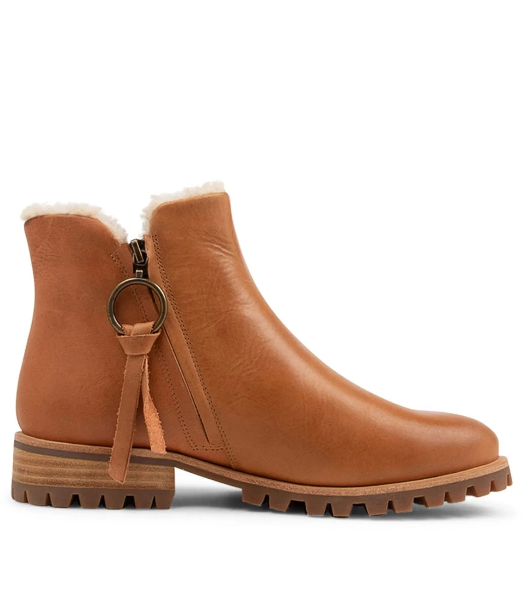 Online Midas Shoes Modest Tan Natural Rugged Leather Fur Ankle Boots