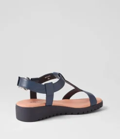 New Midas Shoes Moore Navy Leather Sandals