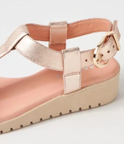 Store Midas Shoes Moore Pl Rose Gold Nude Leather Sandals