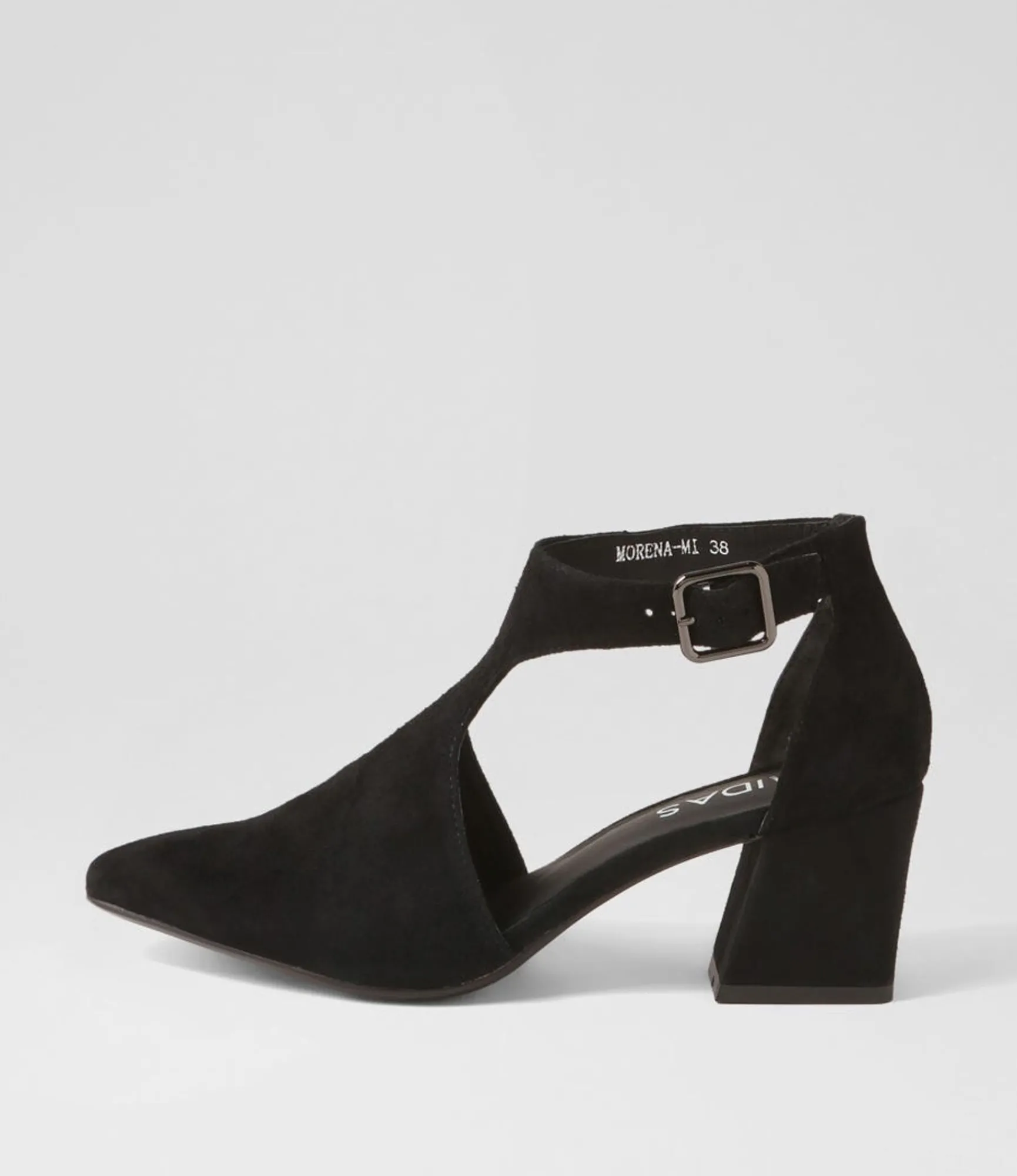Shop Midas Shoes Morena Black Suede Heels