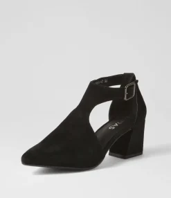 Shop Midas Shoes Morena Black Suede Heels