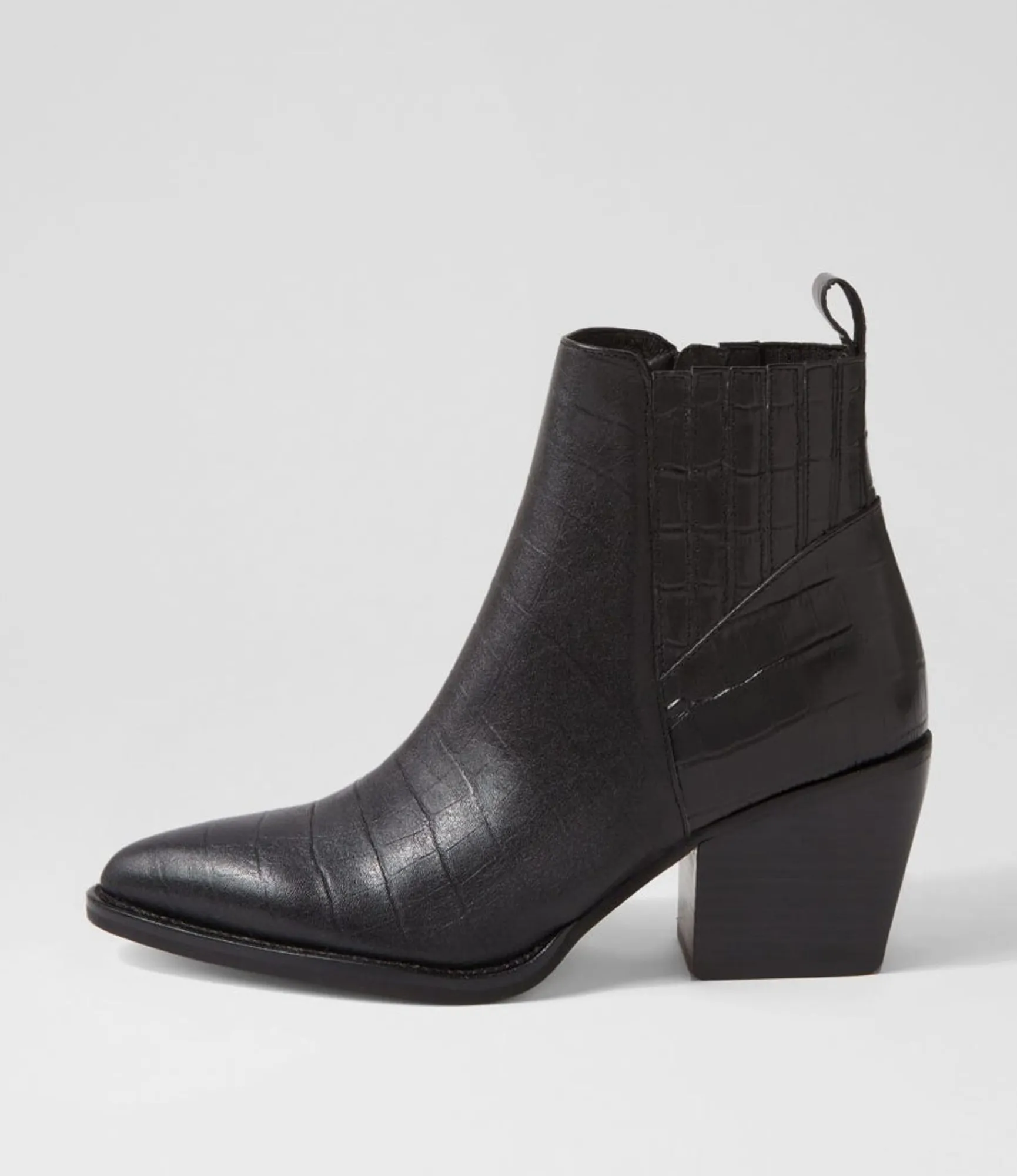 Discount Midas Shoes Morine Black Croc Leather Chelsea Boots