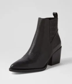 Discount Midas Shoes Morine Black Croc Leather Chelsea Boots