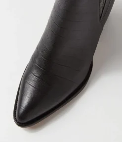 Discount Midas Shoes Morine Black Croc Leather Chelsea Boots