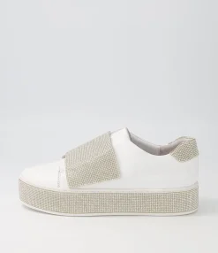 Store Midas Shoes Natisse White Silver Leather Jewels Sneakers