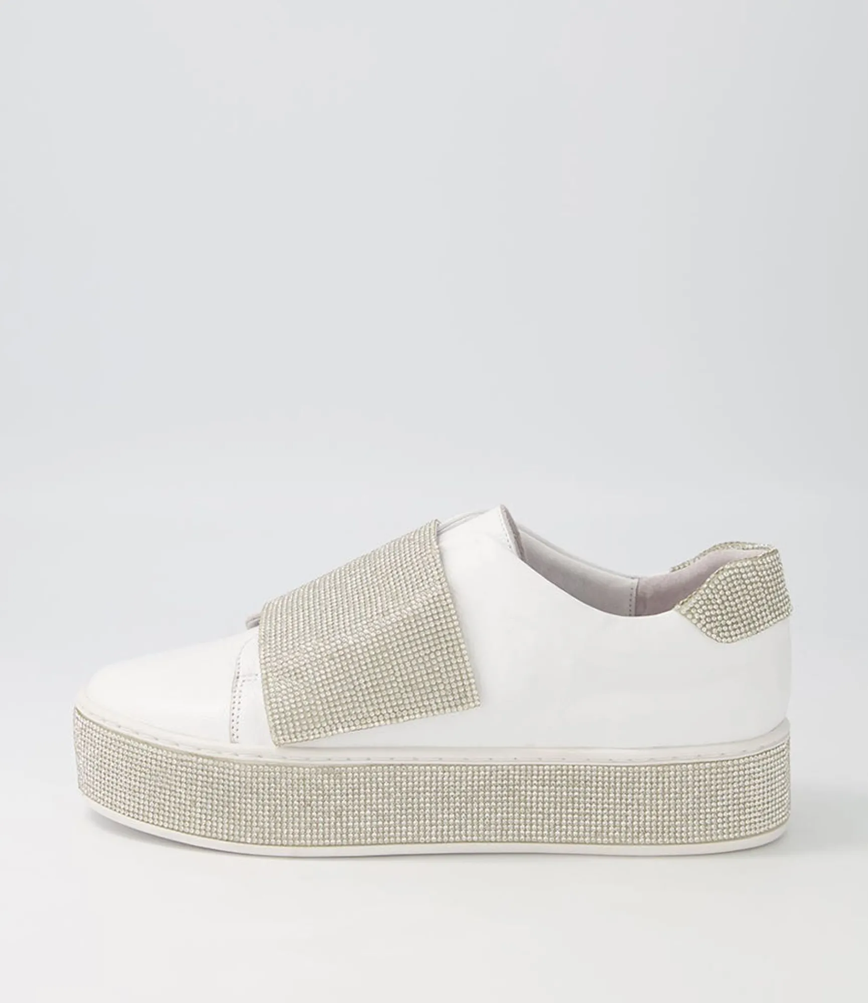 Store Midas Shoes Natisse White Silver Leather Jewels Sneakers