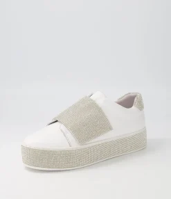 Store Midas Shoes Natisse White Silver Leather Jewels Sneakers