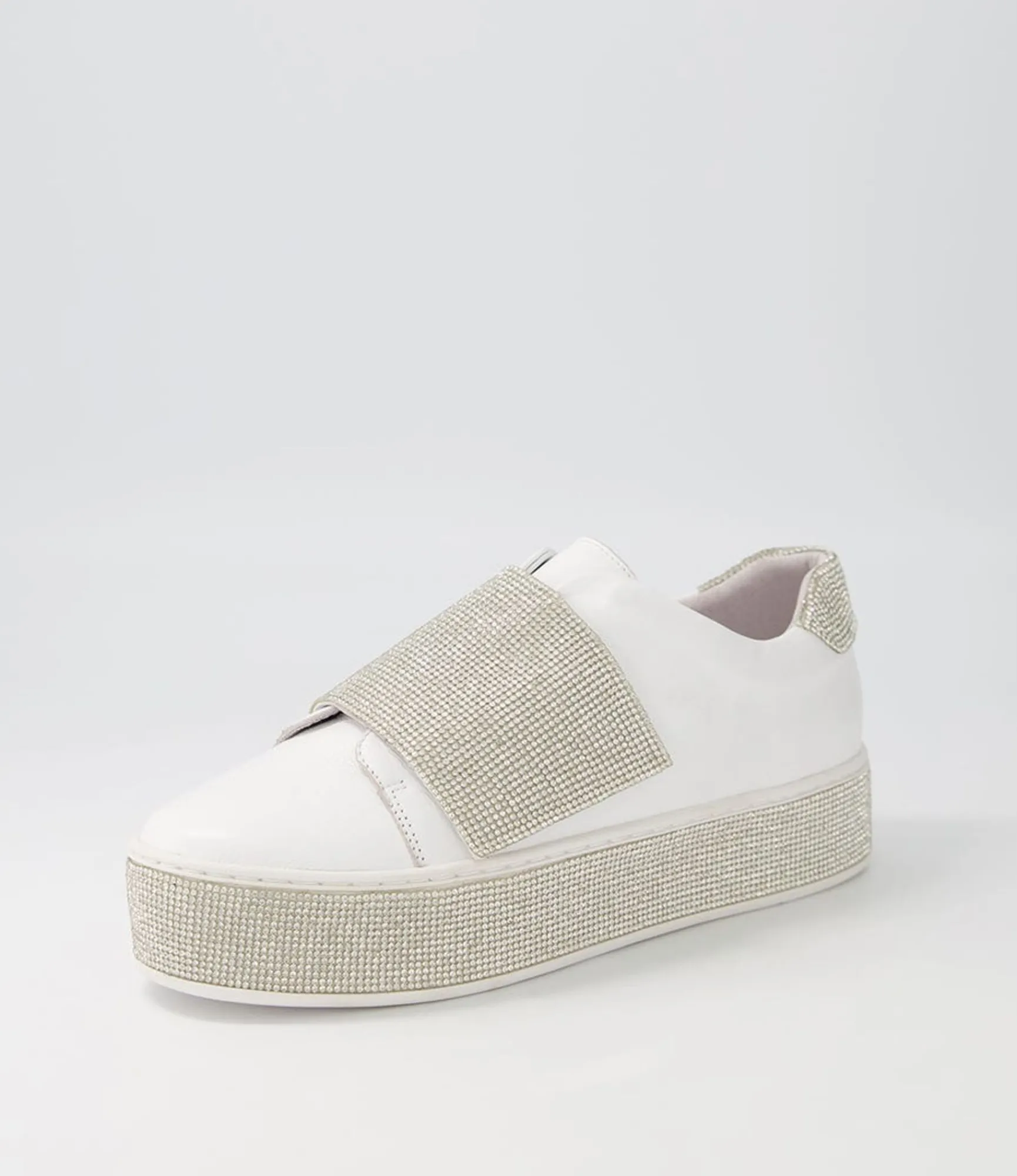 Store Midas Shoes Natisse White Silver Leather Jewels Sneakers