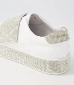 Store Midas Shoes Natisse White Silver Leather Jewels Sneakers