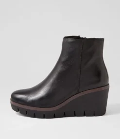 Discount Midas Shoes Neesha Black Leather Ankle Boots