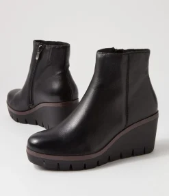 Discount Midas Shoes Neesha Black Leather Ankle Boots