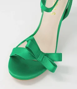 Fashion Midas Shoes Nepitta Emerald Satin Sandals